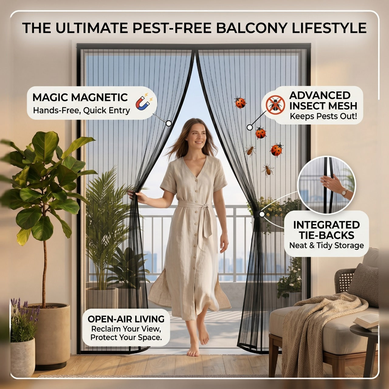 Magnetic Mosquito Screen Door Net Curtain