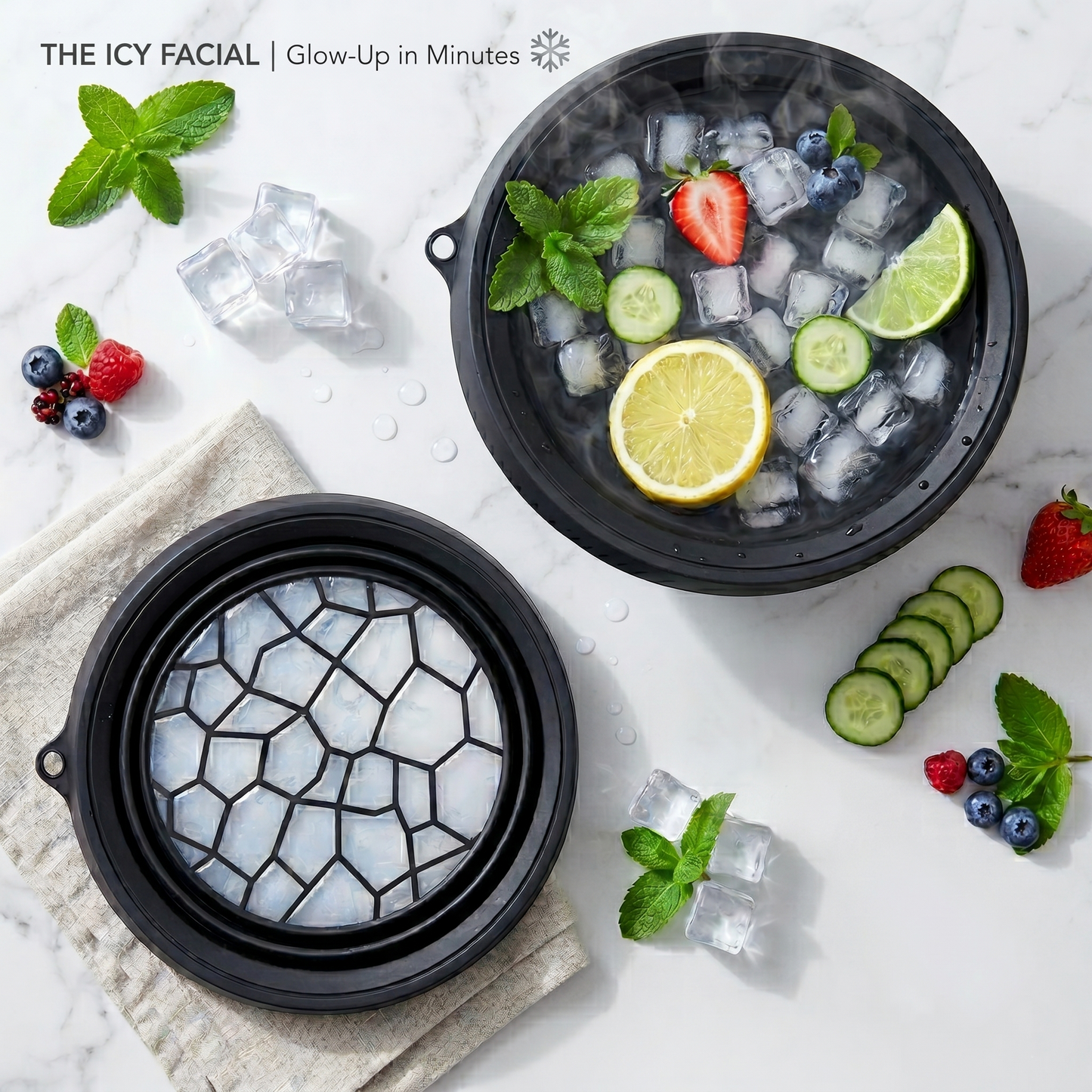 Face Bowl for Ice with Built in Ice Tray