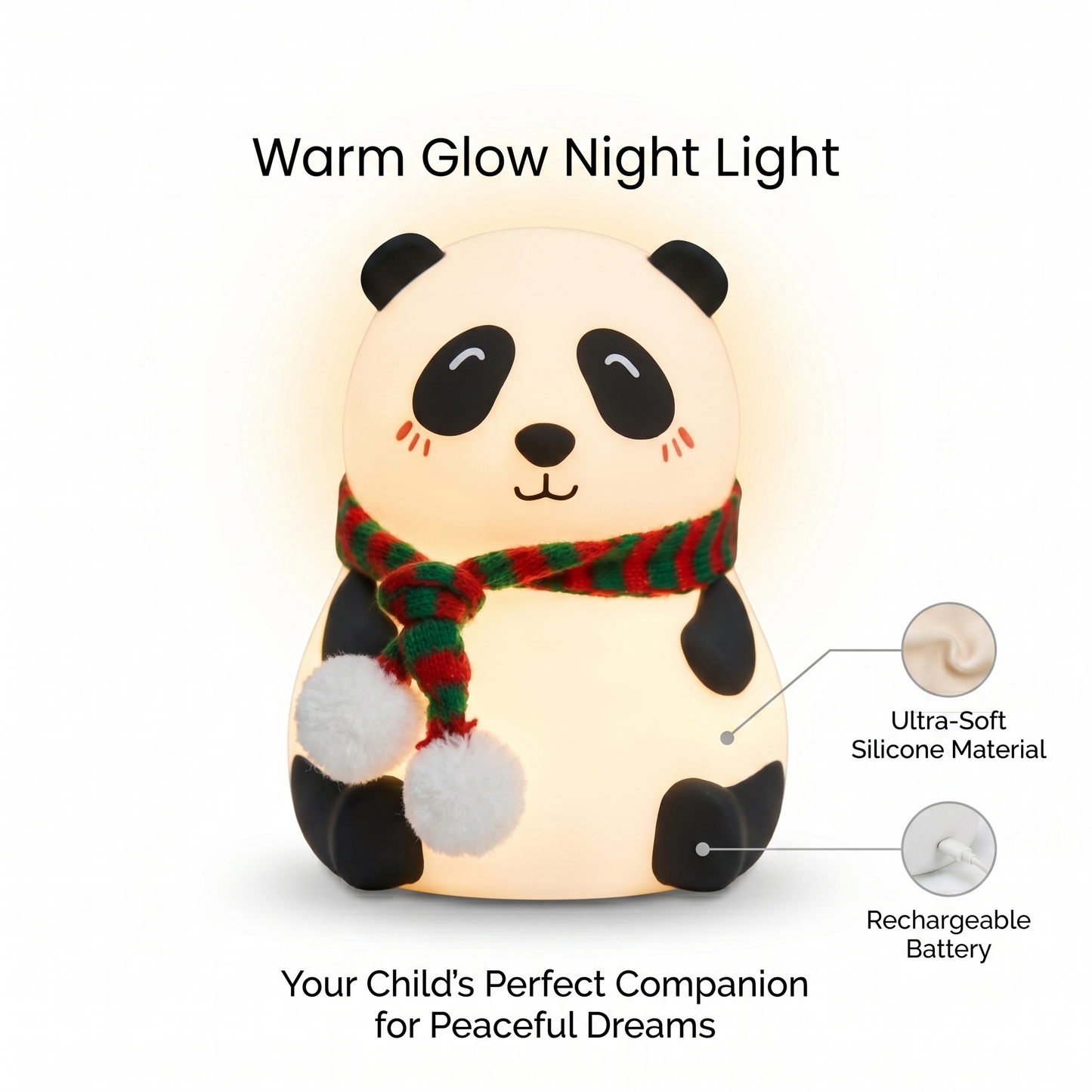 Panda Night Lamp – Cute Touch Silicone LED Light for Kids & Bedroom