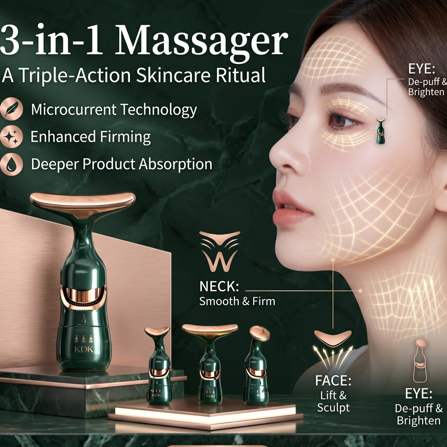 GlowLift™ 3-In-1 Facial Sculpting Massager